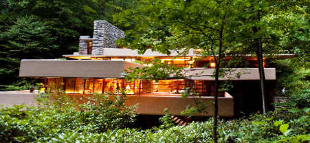 Guests touring Fallingwater during Twilight Tour. Guests touring Fallingwater during Twilight Tour.